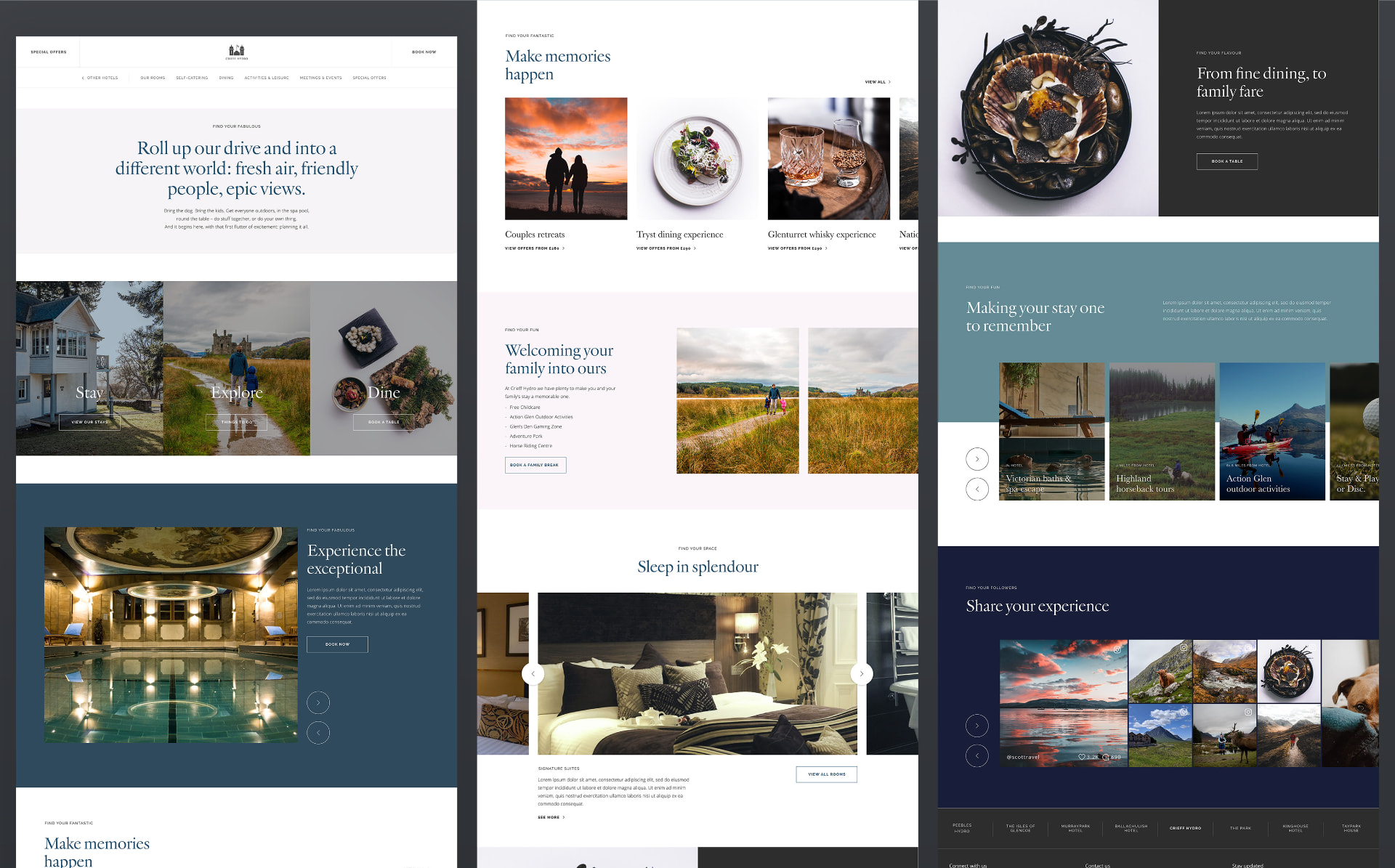 Crieff Hotels pitch website screens